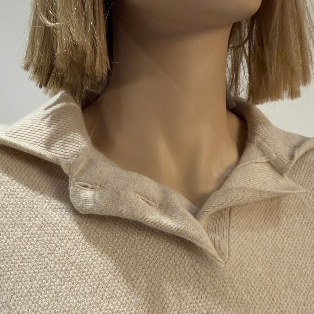 Loewe Beige Polo Knit Top - cashmere Collared Shirt sz xS fits Xs-M - Picture 3 of 10